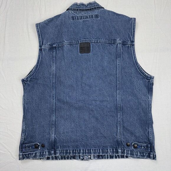 Marithe Francois Girbaud Denim Vest Mens XL Faded Street Grunge Hip Hop,‎ Y2K - Picture 6 of 15